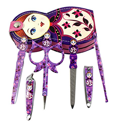 Hillent adorables muñeca patrón acero inoxidable manicura personal pedicura conjunto con funda de cuero profesional, kit de aseo de viaje, conjunto de 12, muñeca rusa Hillent adorables muñeca patrón acero inoxidable manicura personal pedicura conjunto con funda de cuero profesional, kit de aseo de viaje, conjunto de 12, muñeca rusa