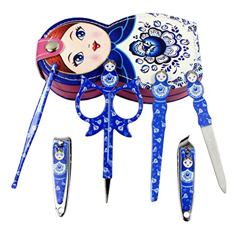 Hillent adorables muñeca patrón acero inoxidable manicura personal pedicura conjunto con funda de cuero profesional, kit de aseo de viaje, conjunto de 12, muñeca rusa Hillent adorables muñeca patrón acero inoxidable manicura personal pedicura conjunto con funda de cuero profesional, kit de aseo de viaje, conjunto de 12, muñeca rusa