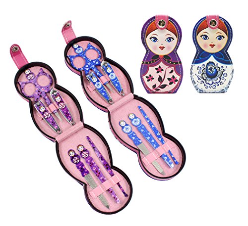 Hillent adorables muñeca patrón acero inoxidable manicura personal pedicura conjunto con funda de cuero profesional, kit de aseo de viaje, conjunto de 12, muñeca rusa Hillent adorables muñeca patrón acero inoxidable manicura personal pedicura conjunto con funda de cuero profesional, kit de aseo de viaje, conjunto de 12, muñeca rusa