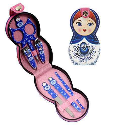 Hillent adorables muñeca patrón acero inoxidable manicura personal pedicura conjunto con funda de cuero profesional, kit de aseo de viaje, conjunto de 12, muñeca rusa Hillent adorables muñeca patrón acero inoxidable manicura personal pedicura conjunto con funda de cuero profesional, kit de aseo de viaje, conjunto de 12, muñeca rusa