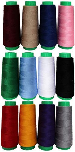 Hilo de Coser (12 Pzas) - Total Carrete 16459 Metri/18000 Yardas - Poliéster Overlock Coser Hilo Conos de en Colores Surtidos - Mano y Maquina Coser de Hilo para Punto de Cruz, Bordado Hilo de Coser (12 Pzas) - Total Carrete 16459 Metri/18000 Yardas - Poliéster Overlock Coser Hilo Conos de en Colores Surtidos - Mano y Maquina Coser de Hilo para Punto de Cruz, Bordado