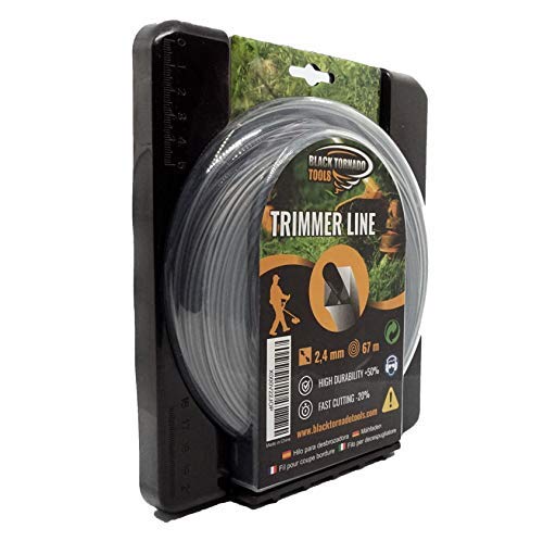 Hilo para desbrozadora - DOBLE - Cuadrado - 2,4mm - 67m - Calidad Ultra Professional - 2 hilos en 1- Embalaje Premium (2,4 mm x 67 m) Black Tornado Tools Hilo para desbrozadora - DOBLE - Cuadrado - 2,4mm - 67m - Calidad Ultra Professional - 2 hilos en 1- Embalaje Premium (2,4 mm x 67 m) Black Tornado Tools