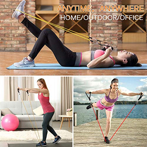 Himaly Bandas Ejercicio, Banda Elástica de Resistencia Juego de 5 Cintas Elásticas Set Cintas Elásticas Fitness Para Yoga, CrossFit, Pilates Fuerza, Movilidad, Entrenamiento Gimnasio 5 PCS