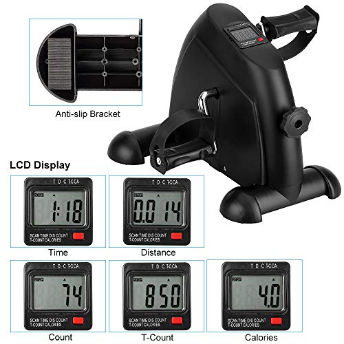 himaly Mini Bicicleta Estática con Pantalla LCD para Entrenamiento de Brazos y Piernas Minibicicleta Ajustable para Hacer, Pedales estaticos