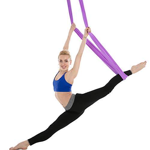 Himifuture - Hamaca de Yoga de 5 m de Largo, 3 m de Ancho, con mosquetón y Cadena de Margaritas para Yoga, Pilates antigravedad Himifuture - Hamaca de Yoga de 5 m de Largo, 3 m de Ancho, con mosquetón y Cadena de Margaritas para Yoga, Pilates antigravedad
