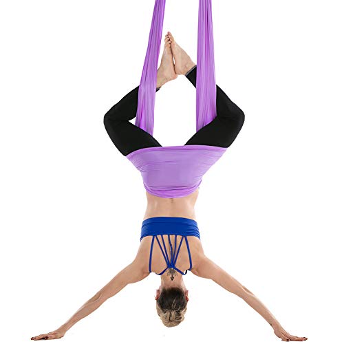 Himifuture - Hamaca de Yoga de 5 m de Largo, 3 m de Ancho, con mosquetón y Cadena de Margaritas para Yoga, Pilates antigravedad Himifuture - Hamaca de Yoga de 5 m de Largo, 3 m de Ancho, con mosquetón y Cadena de Margaritas para Yoga, Pilates antigravedad