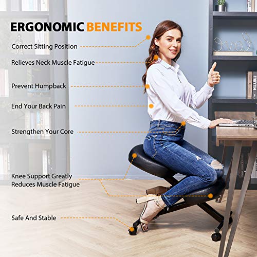 Himimi Silla ergonómica de rodillas, Taburete para la Rodilla, para Mejorar la Postura, Ajustable, para casa y Oficina Himimi Silla ergonómica de rodillas, Taburete para la Rodilla, para Mejorar la Postura, Ajustable, para casa y Oficina