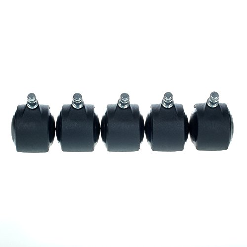 HIMRY KXD3200 – Ruedas para Silla de Oficina, 5 Unidades, para parqué, 11 mm, para Suelos Duros, Color Negro