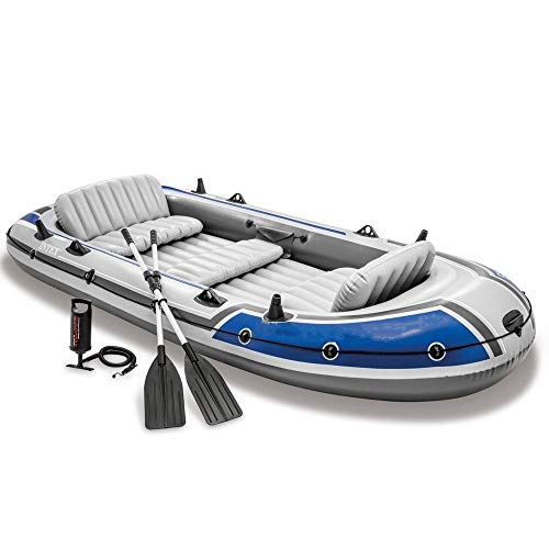 Hinchables Bote Salvavidas del Barco de Pesca de la Serie Trainera Barco Grupo 5 Personas Barco Inflable de Goma del Barco de Pesca Kayaks Estable y cómodo (Color : Blue, Size : 366x168x43cm)
