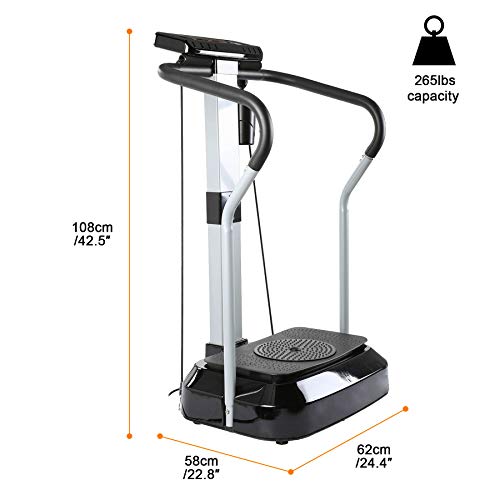 HIRAM 2000W Plataforma Vibratoria de Fitness Capacidad de 120kg Plataforma Vibratoria con 99 Niveles de Velocidad con Motor Silencioso Pantalla LCD Bandas de Entrenamiento