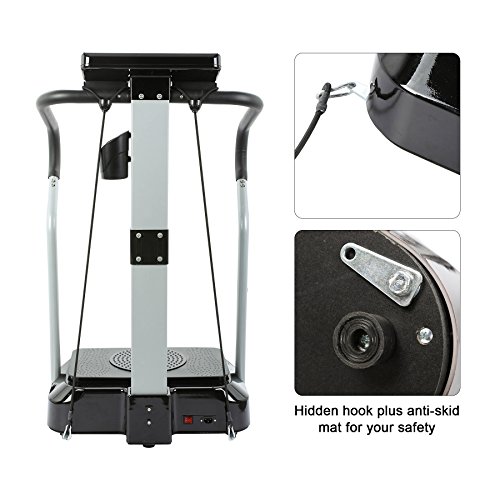 HIRAM 2000W Plataforma Vibratoria de Fitness Capacidad de 120kg Plataforma Vibratoria con 99 Niveles de Velocidad con Motor Silencioso Pantalla LCD Bandas de Entrenamiento