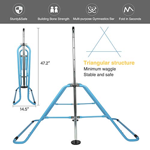 HIRAM Barra de Gimnasia para Niños con Columpio Barra Horizontal Plegable para Niños Barra de Entrenamiento Infantil Ajustable Barra Horizontal de Fitness para Interiores y Exteriores, Jardín HIRAM Barra de Gimnasia para Niños con Columpio Barra Horizontal Plegable para Niños Barra de Entrenamiento Infantil Ajustable Barra Horizontal de Fitness para Interiores y Exteriores, Jardín