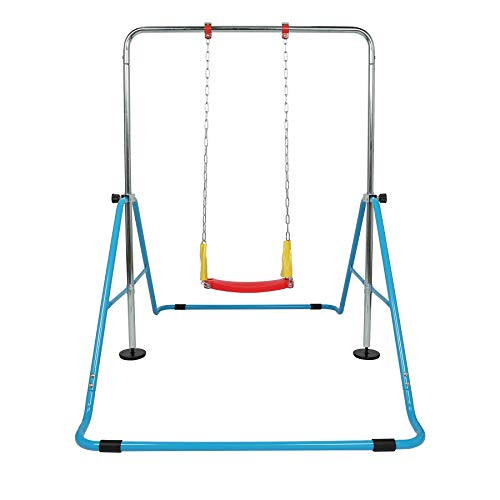 HIRAM Barra de Gimnasia para Niños con Columpio Barra Horizontal Plegable para Niños Barra de Entrenamiento Infantil Ajustable Barra Horizontal de Fitness para Interiores y Exteriores, Jardín