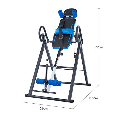 HIRAM Tabla de Inversión por Gravedad Mesa de Inversion con Soporte Lumbar y Tobillo para Espalda Banco de Inversión Plegable para Ejercicios en Gimnasio en Hogar Alivio del Dolor de Espalda (Azul) HIRAM Tabla de Inversión por Gravedad Mesa de Inversion con Soporte Lumbar y Tobillo para Espalda Banco de Inversión Plegable para Ejercicios en Gimnasio en Hogar Alivio del Dolor de Espalda (Azul)