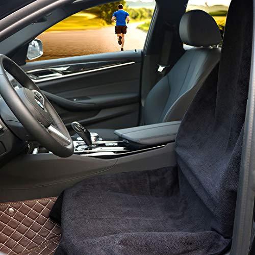 Hiveseen Funda de Asiento Coche Delanteros Universal, Toalla Microfibra 100% Impermeable, Antideslizante y Sudor Absorbente Súper, Lavable a máquina, Protectora Cubierta Silla Auto para Fitness(Negro) Hiveseen Funda de Asiento Coche Delanteros Universal, Toalla Microfibra 100% Impermeable, Antideslizante y Sudor Absorbente Súper, Lavable a máquina, Protectora Cubierta Silla Auto para Fitness(Negro)