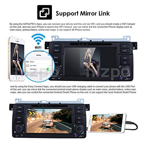 HIZPO Android 10 DVD Player GPS Navigation OS Quad Core 1024 * 600 HD Touchscreen Car Radio for BMW 3 Series E46 M3 318 320 325 330 335