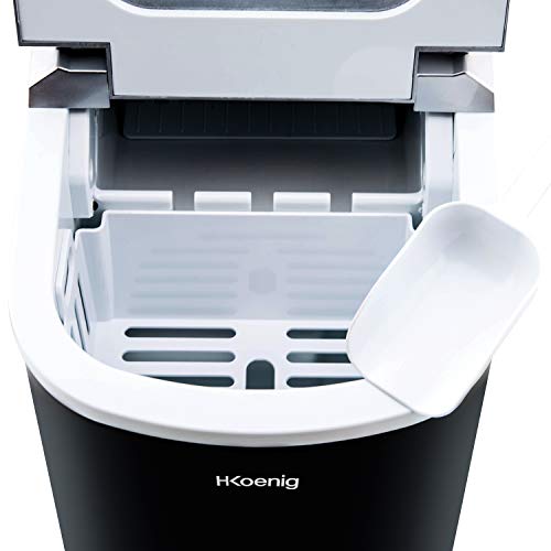 H.Koenig KB12 Máquina silenciosa para Hacer Hielo, 100 W, Capacidad 12 kg, Entre 6 y 13 Minutos, 2 Tamaños de Cubitos, Negro, Plástico, 90 W, Acero Inoxidable H.Koenig KB12 Máquina silenciosa para Hacer Hielo, 100 W, Capacidad 12 kg, Entre 6 y 13 Minutos, 2 Tamaños de Cubitos, Negro, Plástico, 90 W, Acero Inoxidable