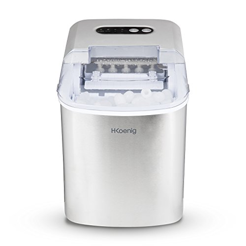 H.Koenig KB14 Máquina de Hacer Hielo, Potencia 120 W, Diaria 12 Kg, Ciclo Producción 10/13 Min, 2 Tamaños Cubitos, Capacidad Bandeja de Agua 2,1 L, Pantalla LCD, Acero Inoxidable, Gris H.Koenig KB14 Máquina de Hacer Hielo, Potencia 120 W, Diaria 12 Kg, Ciclo Producción 10/13 Min, 2 Tamaños Cubitos, Capacidad Bandeja de Agua 2,1 L, Pantalla LCD, Acero Inoxidable, Gris