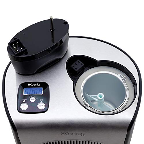H.Koenig Máquina para Hacer Helados Caseros y Sorbetes, con Compresor 150 W, 1,5 litros, Acero Inoxidable HF250, Negro y gris H.Koenig Máquina para Hacer Helados Caseros y Sorbetes, con Compresor 150 W, 1,5 litros, Acero Inoxidable HF250, Negro y gris