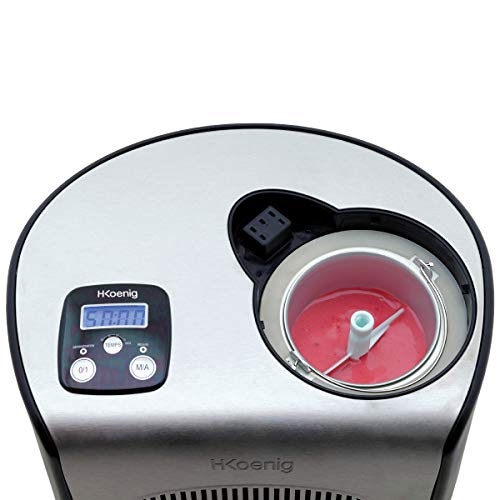 H.Koenig Máquina para Hacer Helados Caseros y Sorbetes, con Compresor 150 W, 1,5 litros, Acero Inoxidable HF250, Negro y gris H.Koenig Máquina para Hacer Helados Caseros y Sorbetes, con Compresor 150 W, 1,5 litros, Acero Inoxidable HF250, Negro y gris