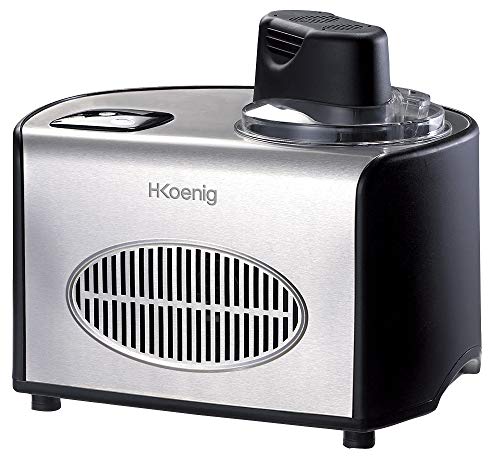 H.Koenig Máquina para Hacer Helados Caseros y Sorbetes, con Compresor 150 W, 1,5 litros, Acero Inoxidable HF250, Negro y gris H.Koenig Máquina para Hacer Helados Caseros y Sorbetes, con Compresor 150 W, 1,5 litros, Acero Inoxidable HF250, Negro y gris