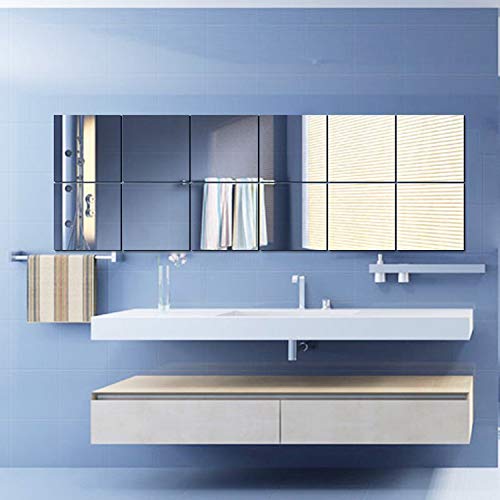 HKTOPONE 9 UNIDS Cuadrados de Azulejo Espejo Pegatinas de Pared 14.8 cm x 14.8 cm 3D Decal Mosaico Home Room DIY Decoración para Sala de Estar, Dormitorio, baño