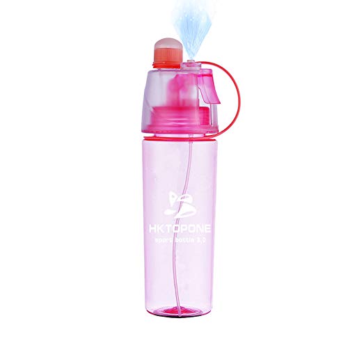 HKTOPONE Niño Rociar Botella de Rosa Deporte en Aerosol para Beber Botella de Agua Ciclismo Sin BPA 600 ml para Gimnasio, Ciclismo Correr Escalada Senderismo y montañismo (Rosa)