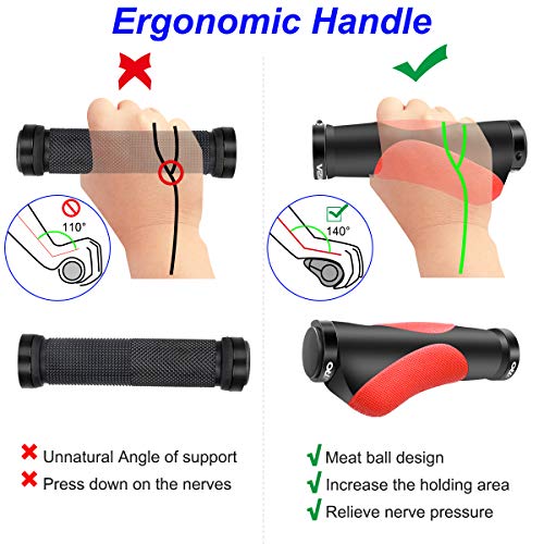 HNOOM Puños MTB Ergonomicos, Puños para Bicicleta Doble Bloqueo, Antideslizante Caucho Puños Manillar Bicicleta, para Bici de Montaña MTB BMX con Mango de Diámetro 22mm (Negro Rojo) HNOOM Puños MTB Ergonomicos, Puños para Bicicleta Doble Bloqueo, Antideslizante Caucho Puños Manillar Bicicleta, para Bici de Montaña MTB BMX con Mango de Diámetro 22mm (Negro Rojo)