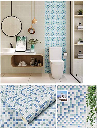 Hode Mosaico Vinilo Decorativos Adhesivo para Azulejos Cocina 40X300cm Impermeable Papel Pintado Autoadhesivo Baño Azul