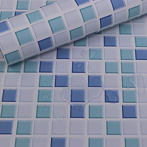 Hode Mosaico Vinilo Decorativos Adhesivo para Azulejos Cocina 40X300cm Impermeable Papel Pintado Autoadhesivo Baño Azul