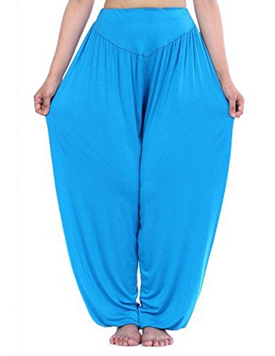 Hoerev Pantalón ancho de Yoga, tejido elástico muy suave - Azul - Hoerev Pantalón ancho de Yoga, tejido elástico muy suave - Azul -