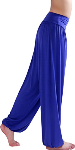 Hoerev Pantalón ancho de Yoga, tejido elástico muy suave - Azul - Hoerev Pantalón ancho de Yoga, tejido elástico muy suave - Azul -