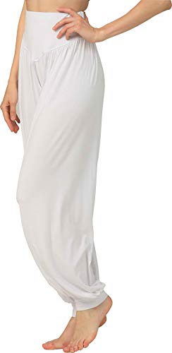 Hoerev Pantalón ancho de Yoga, tejido elástico muy suave, Blanco