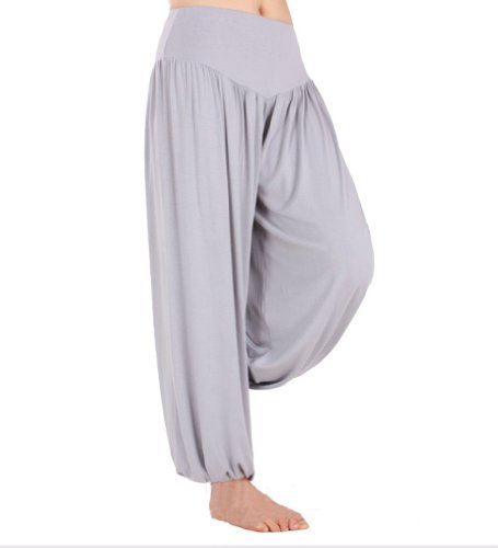 Hoerev Pantalón ancho de Yoga, tejido elástico muy suave, Blanco