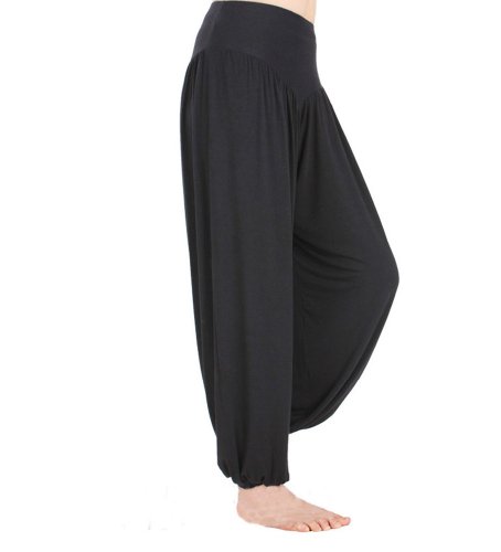 Hoerev Pantalón ancho de Yoga, tejido elástico muy suave - negro -