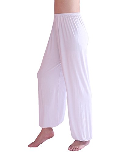 Hoerev Pantalones de Yoga/Pilates para Hombre, Color Blanco, Talla Large