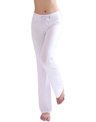 Hoerev - Pantalones para Mujer, Color Blanco, Talla Small