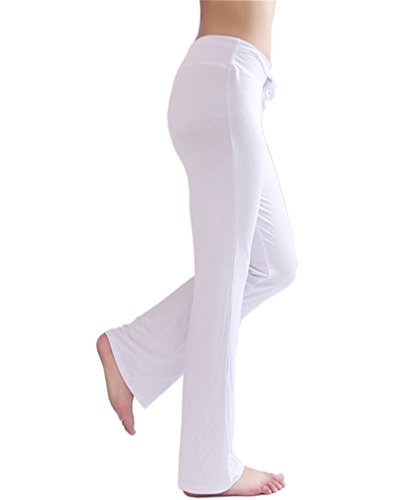 Hoerev - Pantalones para Mujer, Color Blanco, Talla Small