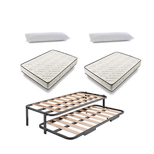HOGAR24 ES.es-Cama Nido Estructura Reforzada Doble Barra Superior (4 Patas) + 2 Flexitex + 2 Almohadas de Fibra, 80x180cm HOGAR24 ES.es-Cama Nido Estructura Reforzada Doble Barra Superior (4 Patas) + 2 Flexitex + 2 Almohadas de Fibra, 80x180cm