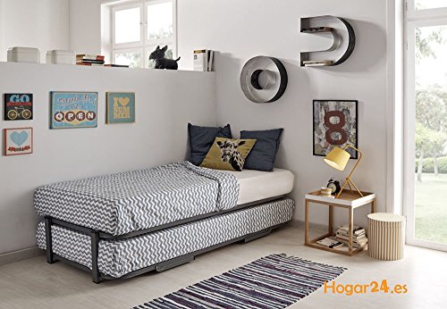 HOGAR24 ES.es-Cama Nido Estructura Reforzada Doble Barra Superior (4 Patas) + 2 Flexitex + 2 Almohadas de Fibra, 80x180cm HOGAR24 ES.es-Cama Nido Estructura Reforzada Doble Barra Superior (4 Patas) + 2 Flexitex + 2 Almohadas de Fibra, 80x180cm