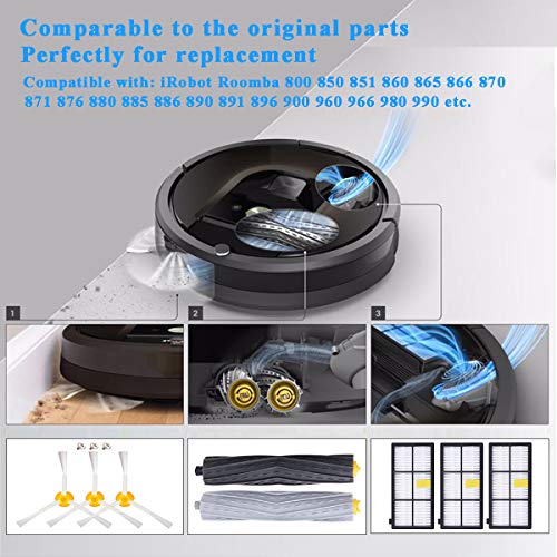 HoHome Kit Cepillos Repuestos para iRobot Roomba Serie 800 900,Accesorios para iRobot Roomba 800 805 850 851 860 865 866 870 871 876 880 885 886 890 891 895 896 900 960 966 980 Kit 11 Piezas