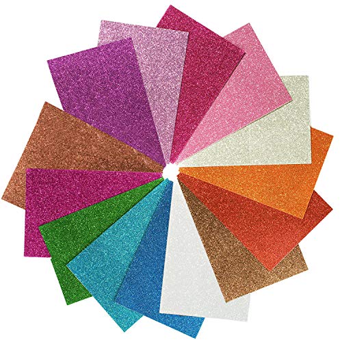 Hoja de Goma eva con Purpurina 8x12 Pulgada-2 mm Tamaño A4 grueso para actividades de manualidades para niños Cortadores de bricolaje Art-21x30cm (Multicolor) (14 pcs)