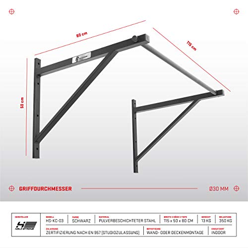 Hold Strong Fitness - Barra de Flexiones para Crossfit con Aprobación de Gimnasio en 957, para Kipping-Pullups y Muscle-Ups