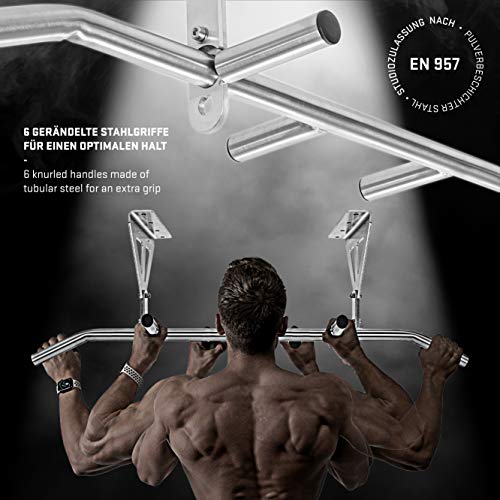 Hold Strong Fitness - Sujeción Fuerte, Techo Montado Pull-up Bar con 6 Posiciones de Agarre, Acero Inoxidable