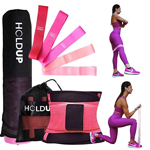 HoldUp Gomas de fitness con esterilla de fitness y banda adelgazante para mujer, quema de grasas, kit de herramientas para gimnasio, casa 3 en 1, adelgazante y tonificante piernas, glúteos y vientre