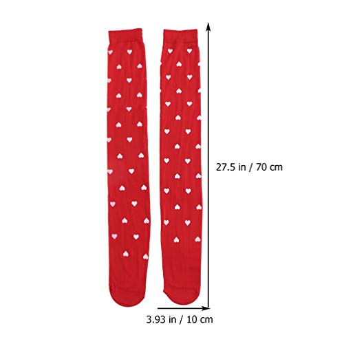 Holibanna 2 Pares Amor Corazón Patrón Medias Spandex Calcetines hasta La Rodilla Calcetines de Fiesta Del Día de San Valentín para Mujeres Niñas