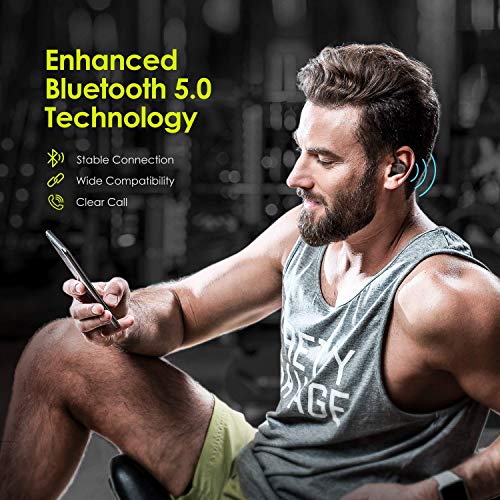 HolyHigh Auriculares Inalambricos Bluetooth 5.0 IPX7 Impermeable In-Ear Auriculares Deportivos con Cancelación de Ruido 6+30H Tiempo de Reprodución Sonido Estéreo con Microfono Incorporado