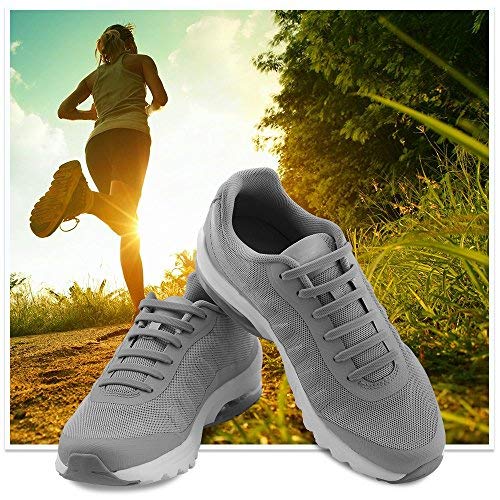 Homar sin corbata Cordones de zapatos para niños y adultos Impermeables cordones de zapatos de atletismo atlética de silicona elástico plano con multicolor de los zapatos del tablero Sneaker boots (Adult Size Gray)