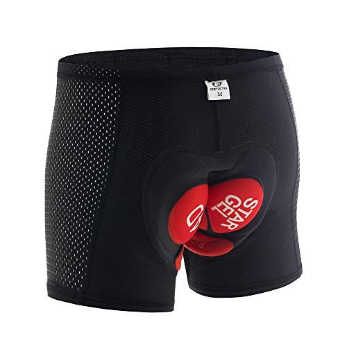 Hombre Bicicleta Ciclismo Ropa Interior Pantalones Cortos, 4D Gel Acolchado, lástica, Ligera y Transpirable, MTB Unisexo (Rojo, XL)