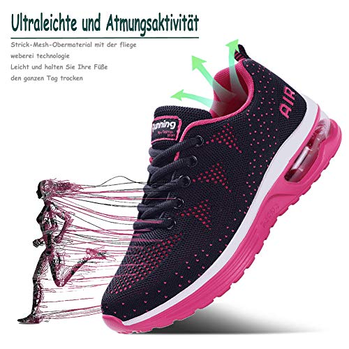 Hombre Mujer Zapatillas de Deportes Zapatos Deportivos Aire Libre para Correr Calzado Sneakers Running-BluePink40